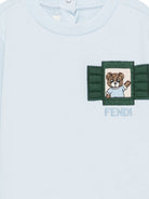 Felpa per neonato Fendi Kids azzurra con Teddy ricamato sul davanti BUH106 5V0 F0EX7 FENDI KIDS 