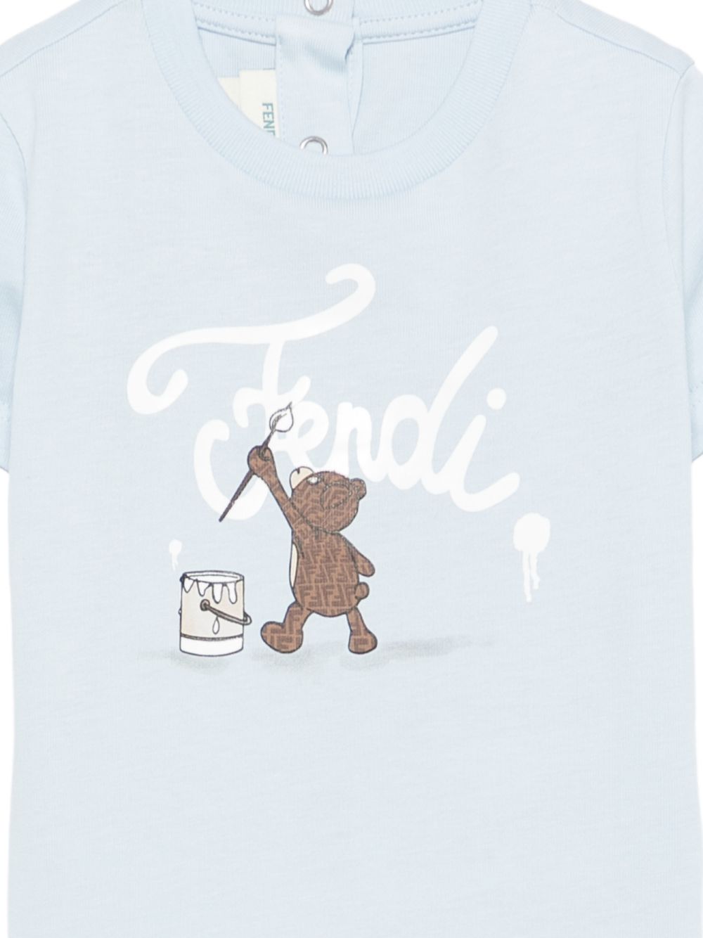 T-shirt per neonato Fendi Kids azzurra con logo sul davanti BUI120 AY8D F0EX7 FENDI KIDS 
