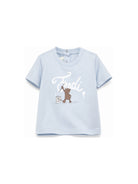 T-shirt per neonato Fendi Kids azzurra con logo sul davanti BUI120 AY8D F0EX7 FENDI KIDS 