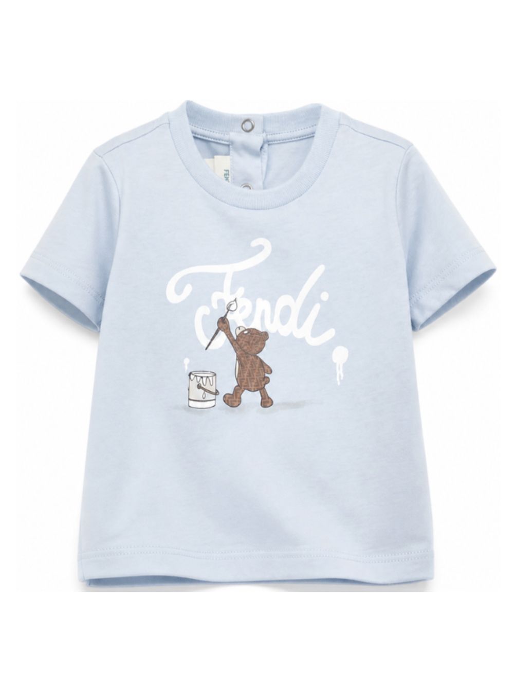 T-shirt per neonato Fendi Kids azzurra con logo sul davanti BUI120 AY8D F0EX7 FENDI KIDS 