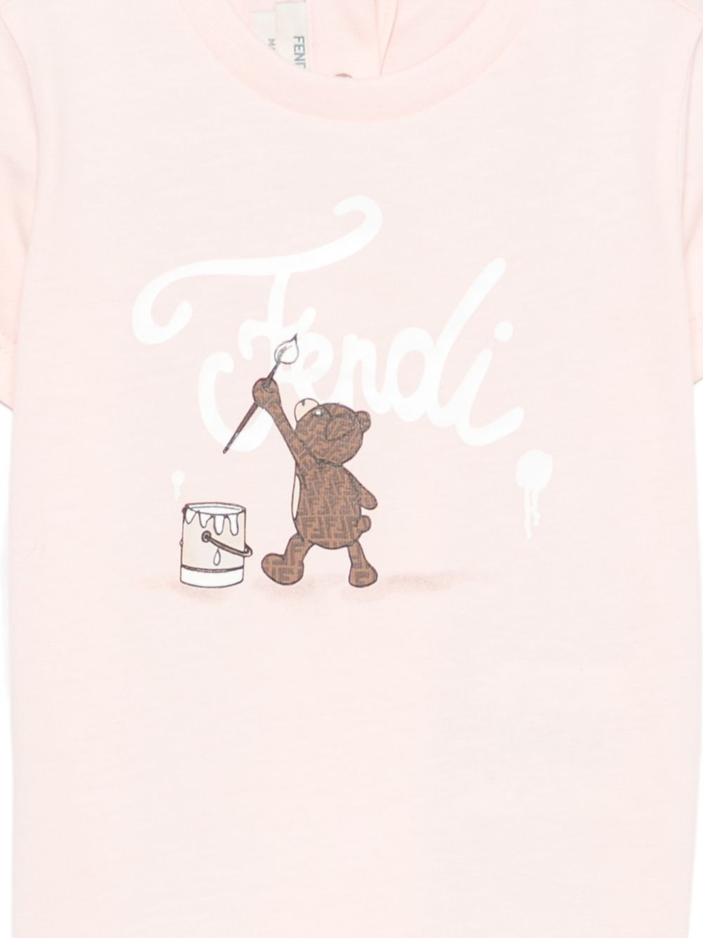 T-shirt per neonata Fendi Kids rosa con logo sul davanti BUI120 AY8D F1UL9 FENDI KIDS 