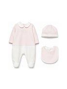 Set tutina cappellino e bavaglino per neonata Fendi Kids rosa con logo ricamato sul davanti BUK165 8RA F0C11 FENDI KIDS 