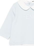 Set tutina cappellino e bavaglino per neonato Fendi Kids azzurro con logo ricamato sul davanti BUK165 8RA F19J4 FENDI KIDS 