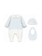 Set tutina cappellino e bavaglino per neonato Fendi Kids azzurro con logo ricamato sul davanti BUK165 8RA F19J4 FENDI KIDS 