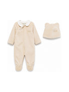 Set tutina e cappellino per neonati Fendi Kids beige con effetto velluto BUK166 AQU6 F19J5 FENDI KIDS 