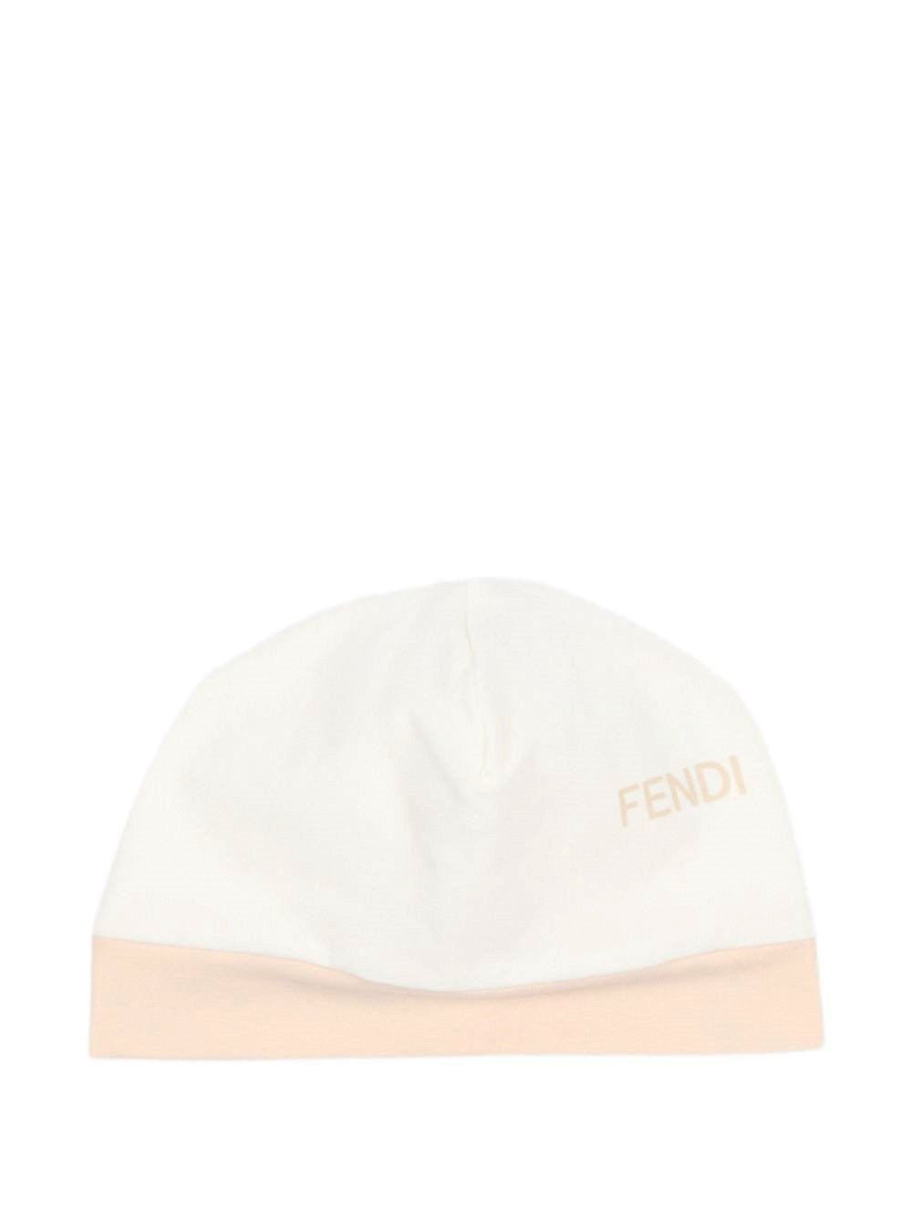 Set tutina, berretto e bavaglino per neonati Fendi Kids bianco con stampa orsetto BUK167 ST8 F0TU9 FENDI KIDS 