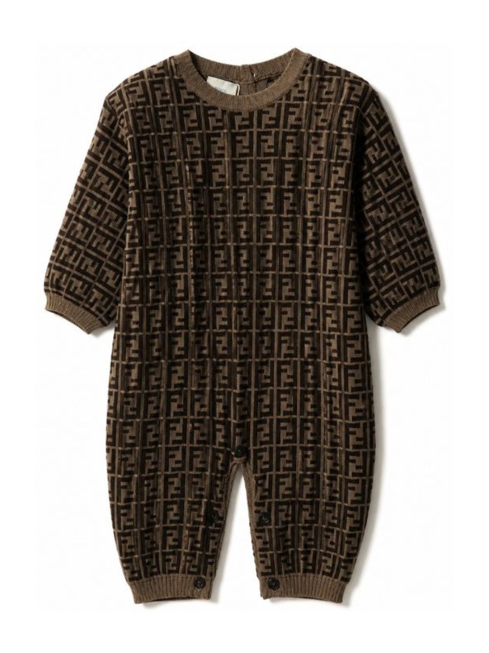 Tutina per neonati Fendi Kids marrone con motivo FF all-over BUL048 A3TE F0LMJ FENDI KIDS 