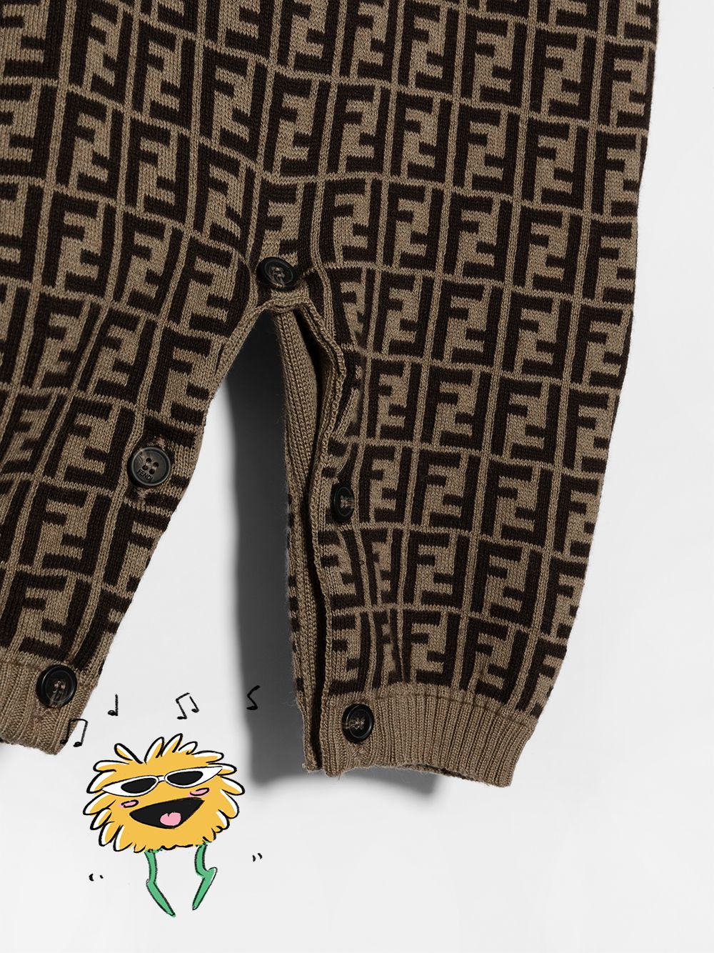Tutina per neonati Fendi Kids marrone con motivo FF all-over BUL048 A3TE F0LMJ FENDI KIDS 