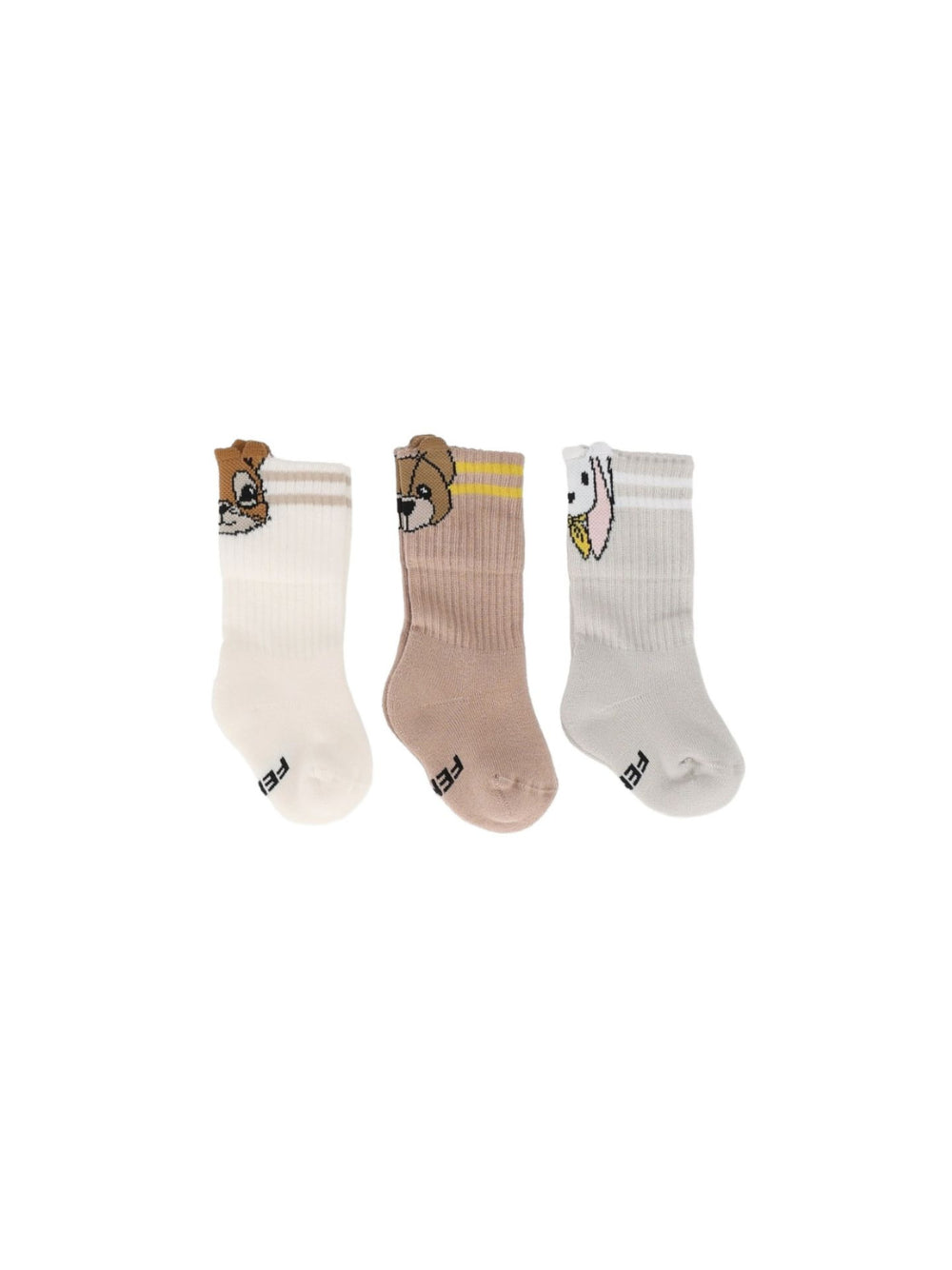Set di tre paia di calzini per neonati Fendi Kids multicolore con motivo insarsiato "mascotte" BUN020 B18Y F0WB1 FENDI KIDS 