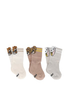 Set di tre paia di calzini per neonati Fendi Kids multicolore con motivo insarsiato "mascotte" BUN020 B18Y F0WB1 FENDI KIDS 