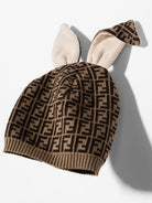 Berretto per neonati Fendi Kids marrone FF effetto jacquard BUP025 A3TE F0LMJ FENDI KIDS 