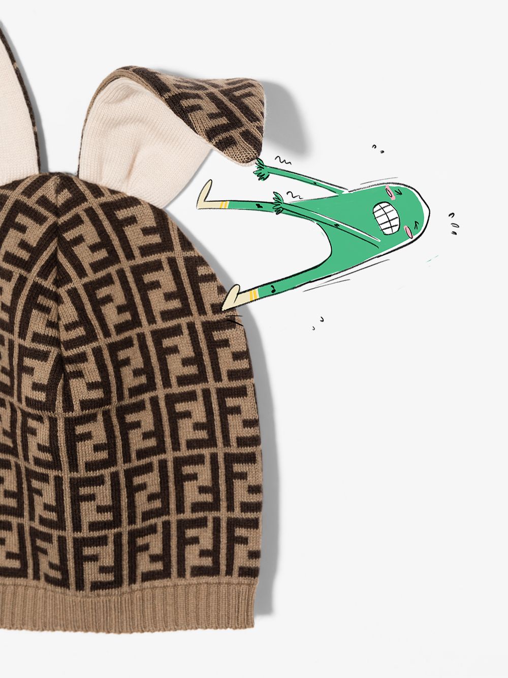 Berretto per neonati Fendi Kids marrone FF effetto jacquard BUP025 A3TE F0LMJ FENDI KIDS 