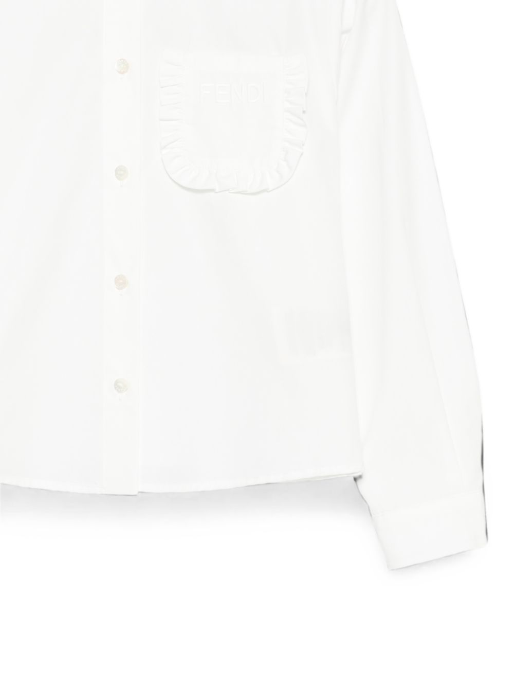 Camicia per bambina Fendi Kids bianca con taschino con ruches sul petto JFC157 AEXZ F0TU9 FENDI KIDS 