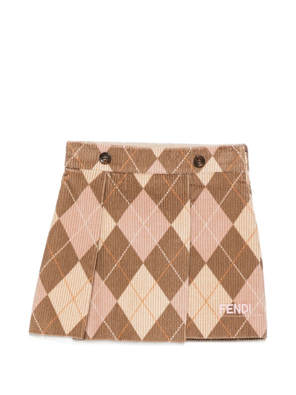 Gonna per bambina Fendi Kids marrone con motivo a rombi JFE215 AY8U F1PNJ FENDI KIDS 