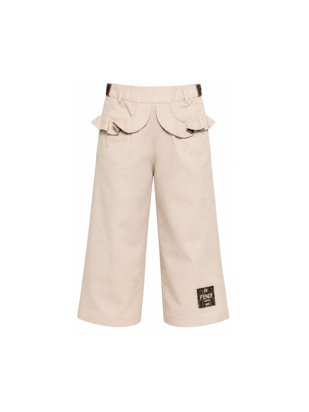 Pantaloni per bambina Fendi Kids beige con dettagli ruches JFF408 AS5Y F1P2N FENDI KIDS 