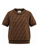 T-shirt per bambini Fendi Kids marrone con logo FF all-over JFG069 AEYD F15B6 FENDI KIDS 