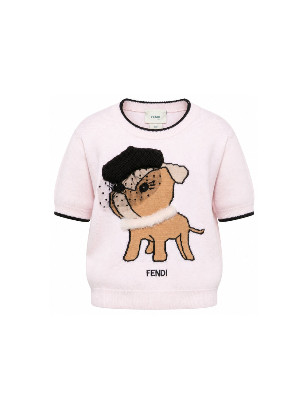 Maglione per bambina Fendi Kids rosa con ricamo cagnolino JFG263 AJ8W F1UL9 FENDI KIDS 