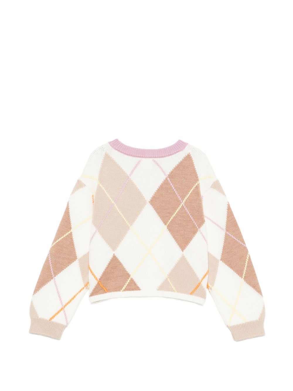 Maglione per bambina Fendi Kids beige con motivo argyle JFG266 AJ8X F1P2N FENDI KIDS 