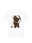 T-shirt per bambina Fendi Kids bianca con applicazione sul davanti JFI418 AVWL F0TU9 FENDI KIDS 