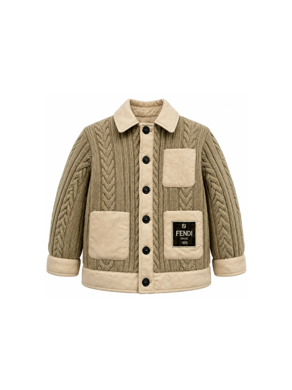 Giubbino per bambino Fendi Kids beige con trama intrecciata JMA359 AY8X F0QU5 FENDI KIDS 