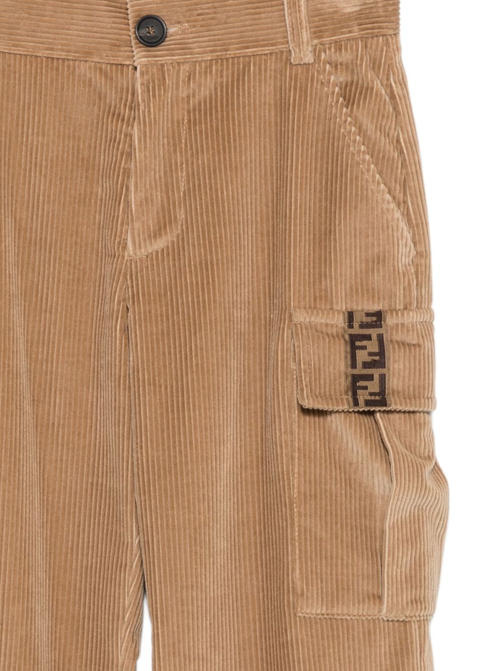 Pantaloni per bambino Fendi Kids marrone con tessuto a coste JMF601 AY8T F0QU5 FENDI KIDS 