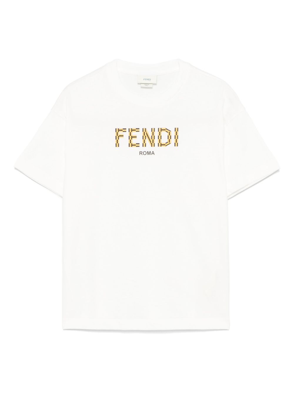 T-shirt per bambina Fendi Kids bianca con applicazione con logo JMI463 7AJ F0TU9 FENDI KIDS 