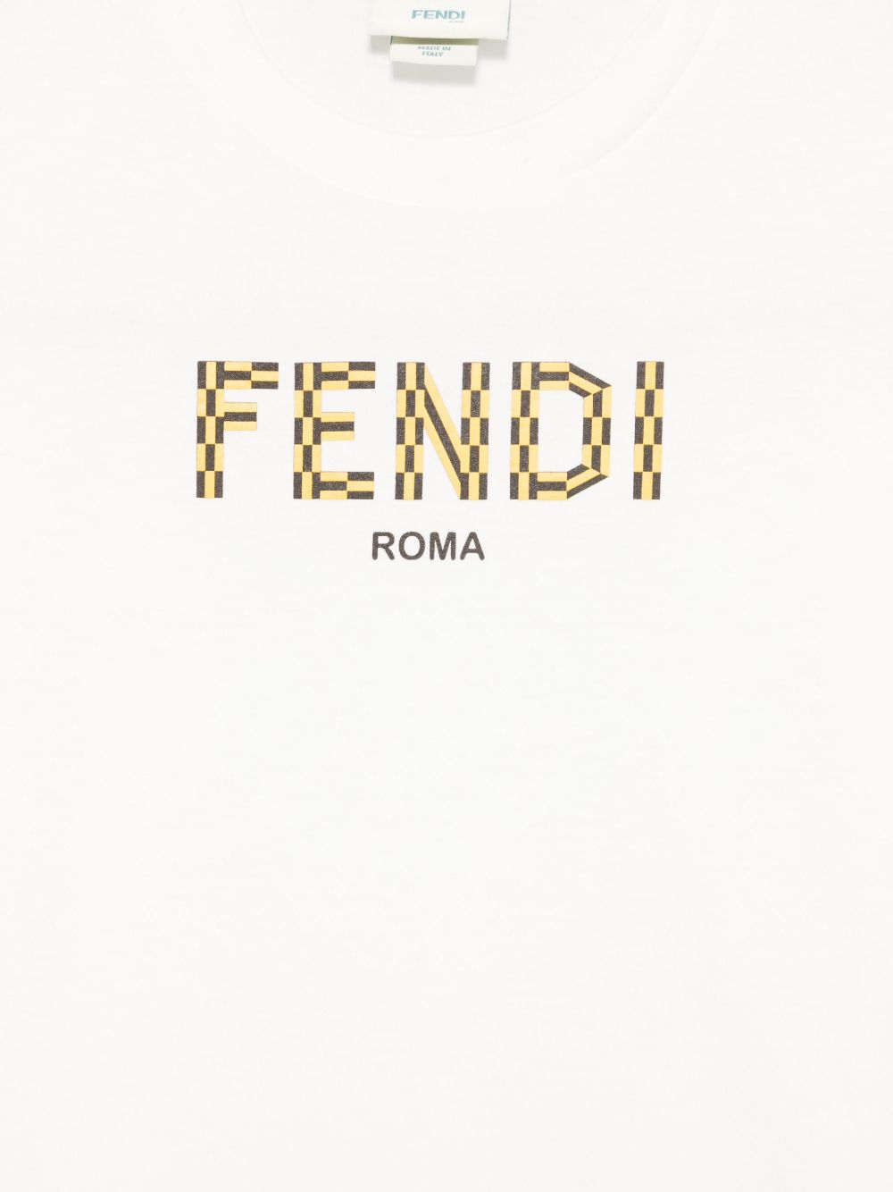 T-shirt per bambina Fendi Kids bianca con applicazione con logo JMI463 7AJ F0TU9 FENDI KIDS 