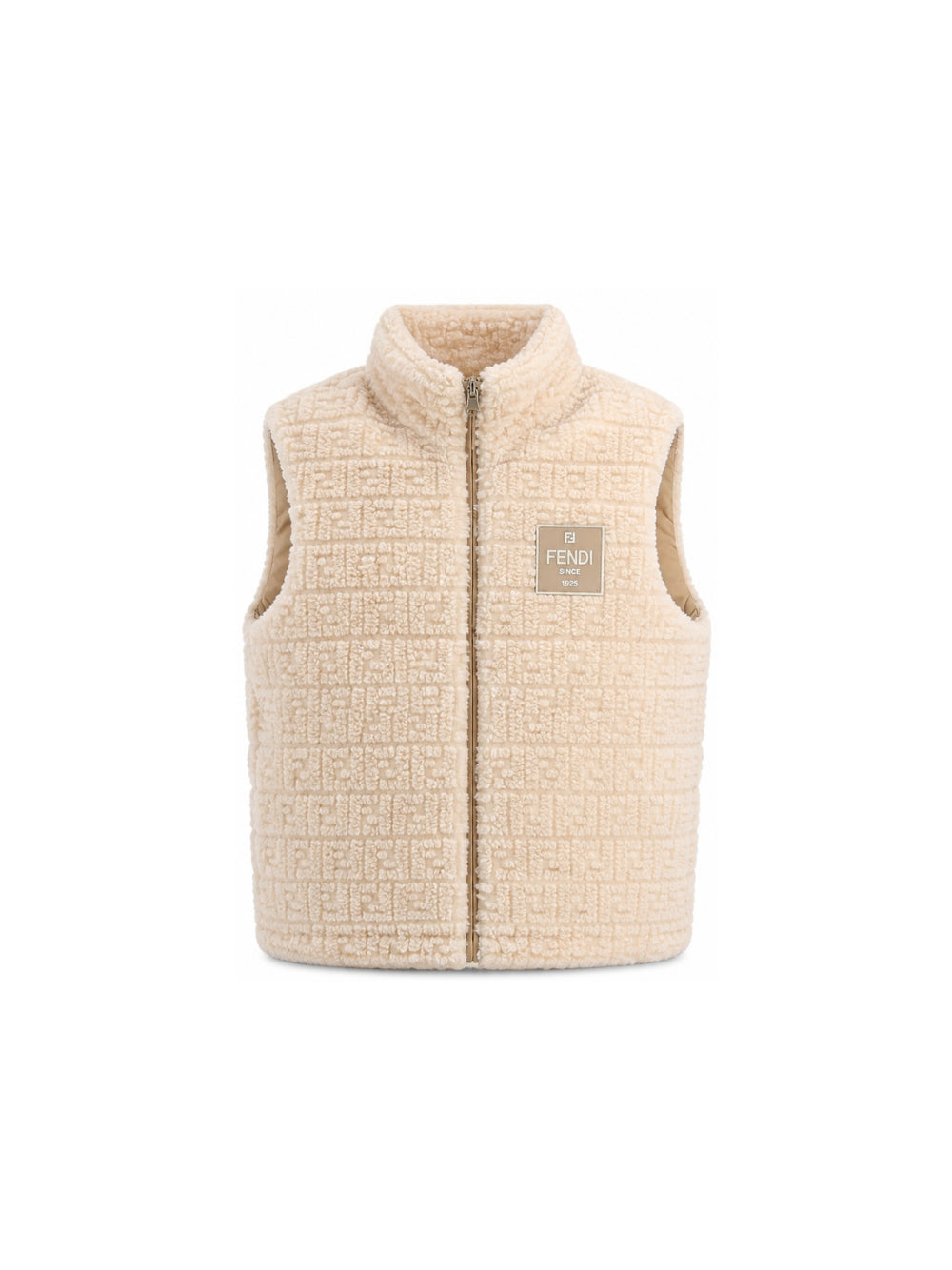 Gilet per bambino Fendi Kids beige con motivo logo FF all-over JUA279 AY8J F0WC4 FENDI KIDS 