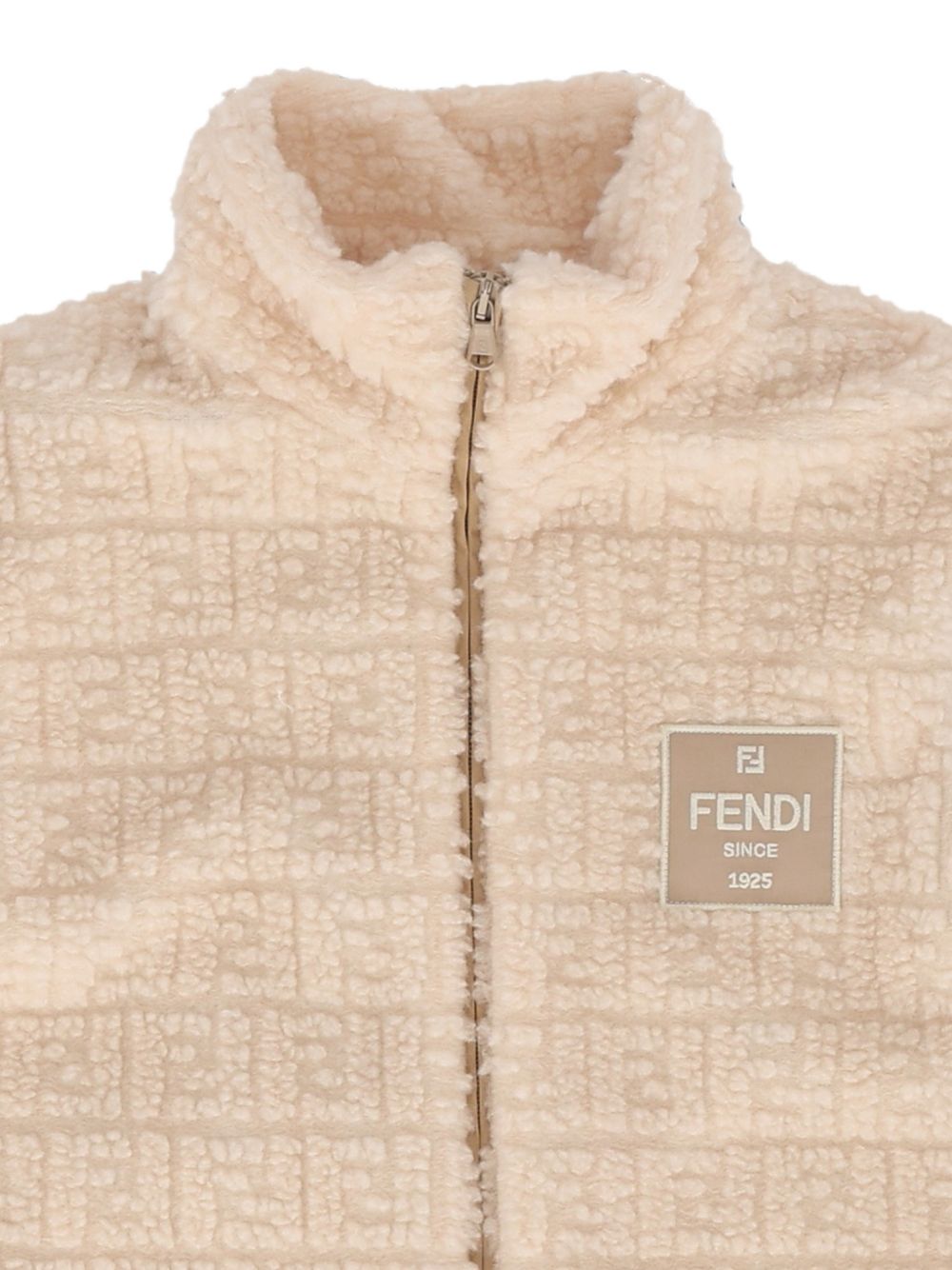 Gilet per bambino Fendi Kids beige con motivo logo FF all-over JUA279 AY8J F0WC4 FENDI KIDS 