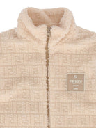 Gilet per bambino Fendi Kids beige con motivo logo FF all-over JUA279 AY8J F0WC4 FENDI KIDS 