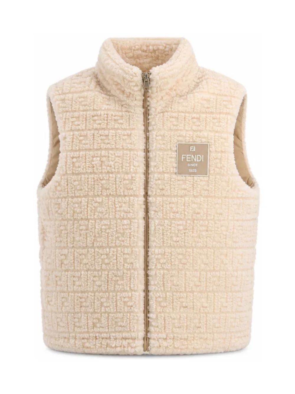 Gilet per bambino Fendi Kids beige con motivo logo FF all-over JUA279 AY8J F0WC4 FENDI KIDS 