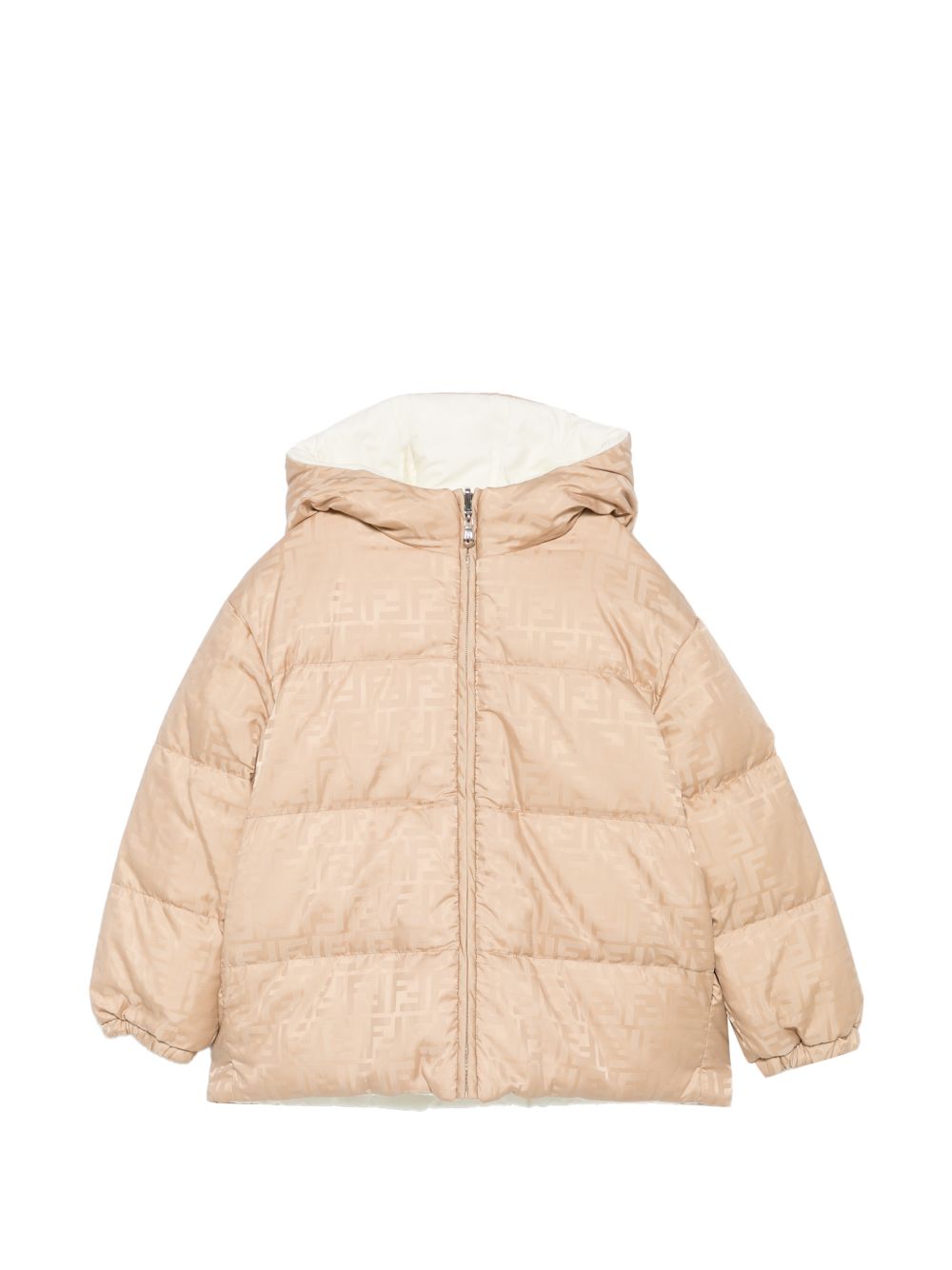 Giubbino per bambini Fendi Kids beige con logo FF jacquard all-over JUA282 AJ8U F1P2N FENDI KIDS 