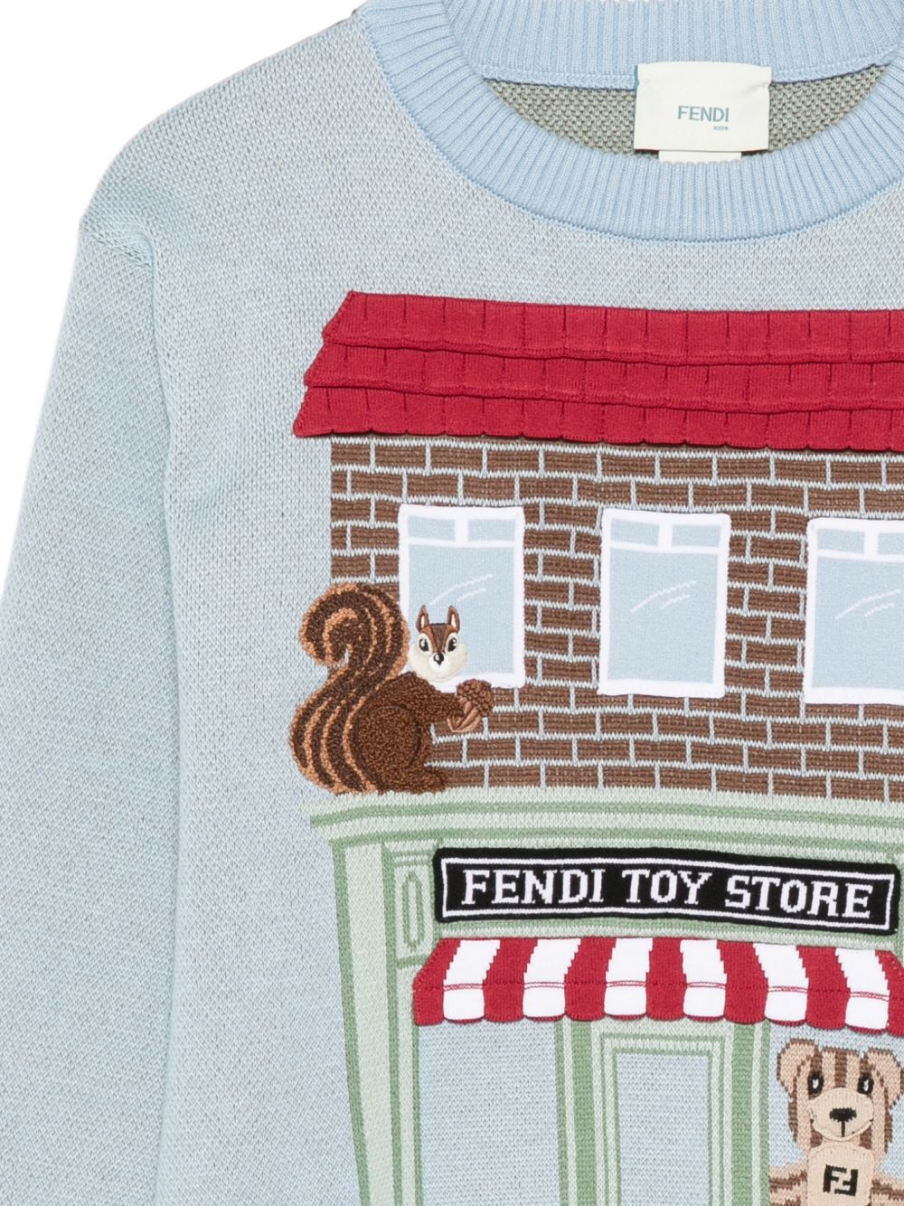 Maglione per bambino Fendi Kids azzurro con dettagli ricamati JUG222 AIXP F1V3R FENDI KIDS 