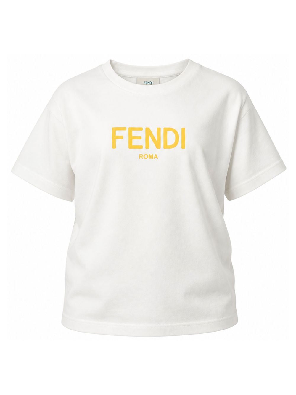 T-shirt per bambino Fendi Kids bianca con stampa logo sul davanti JUI137 7AJ F0TU9 FENDI KIDS 