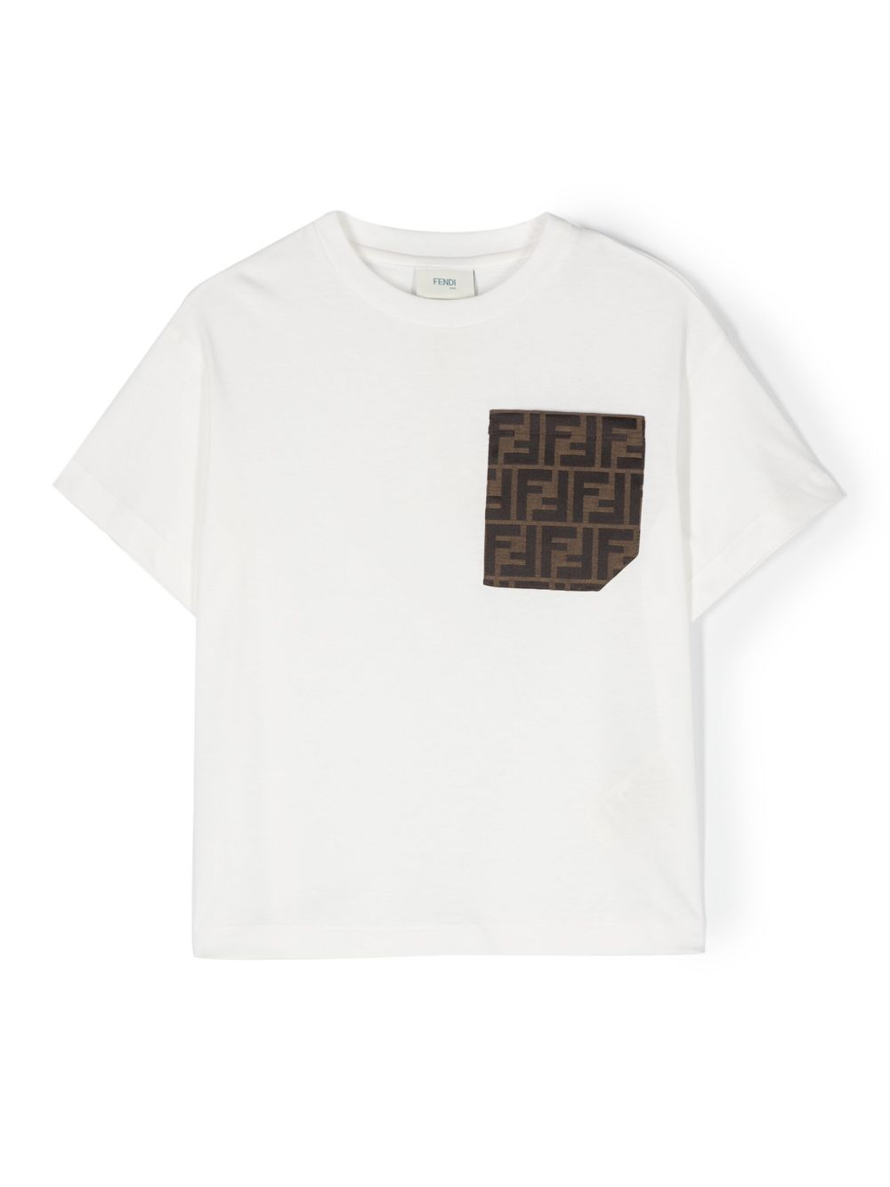 T-shirt per bambino Fendi Kids bianco latte a maniche corte JUI150 7AJ F0TU9 FENDI KIDS 