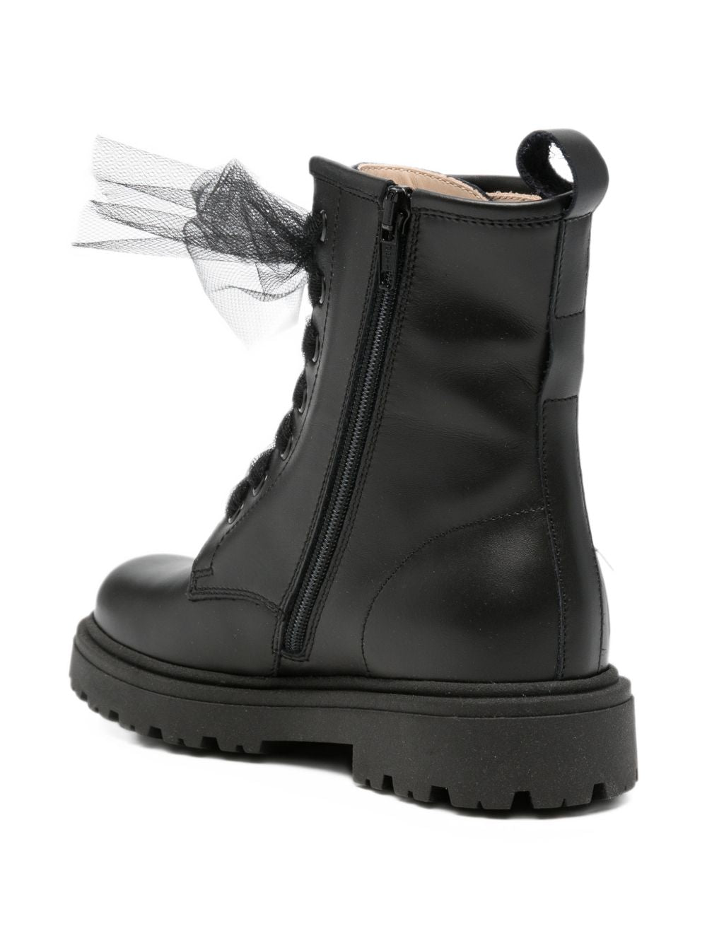 Stivali per bambina Florens Kids nera in pelle con dettaglio fiocco in tulle F2971 CAM NERO FLORENS KIDS 