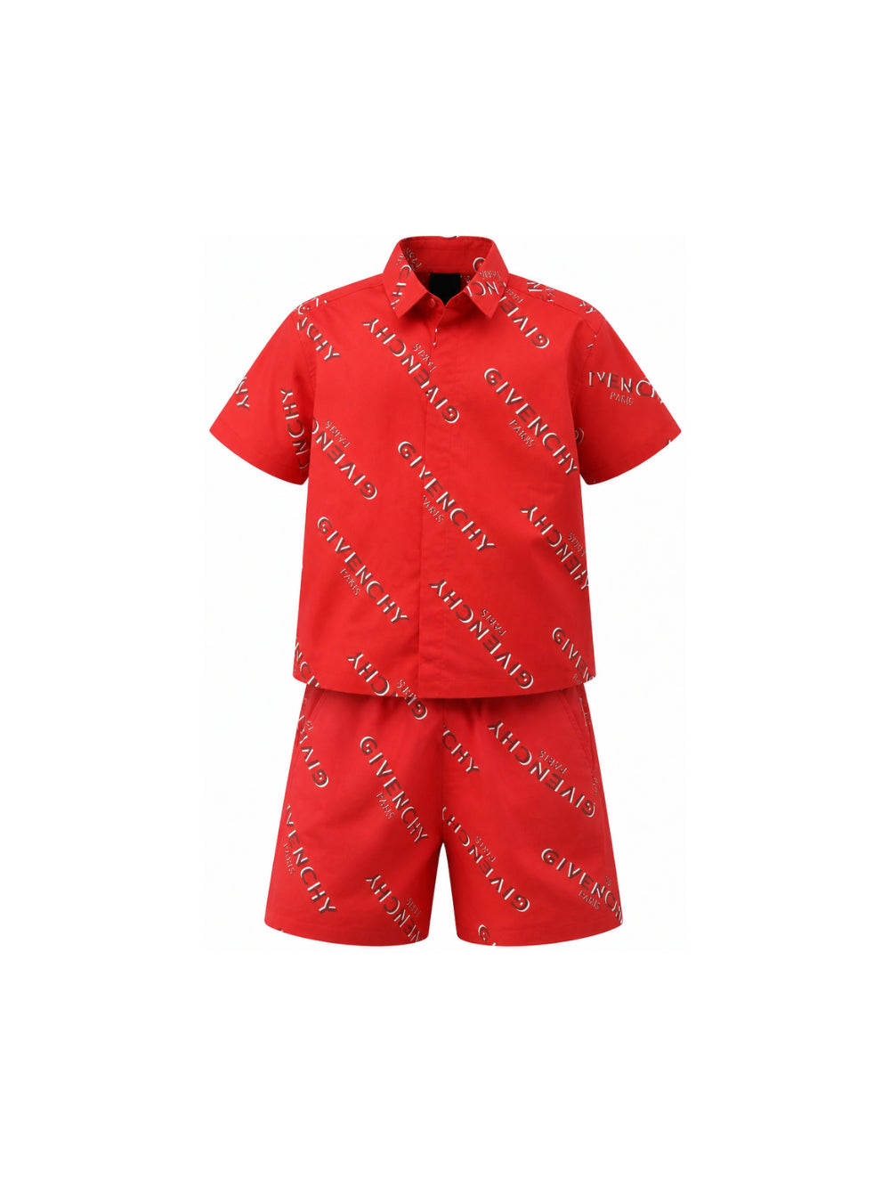 Completo camicia e shorts per bambino Givenchy Kids rosso con stampa logo H31277 991 GIVENCHY KIDS 