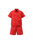Completo camicia e shorts per bambino Givenchy Kids rosso con stampa logo H31277 991 GIVENCHY KIDS 