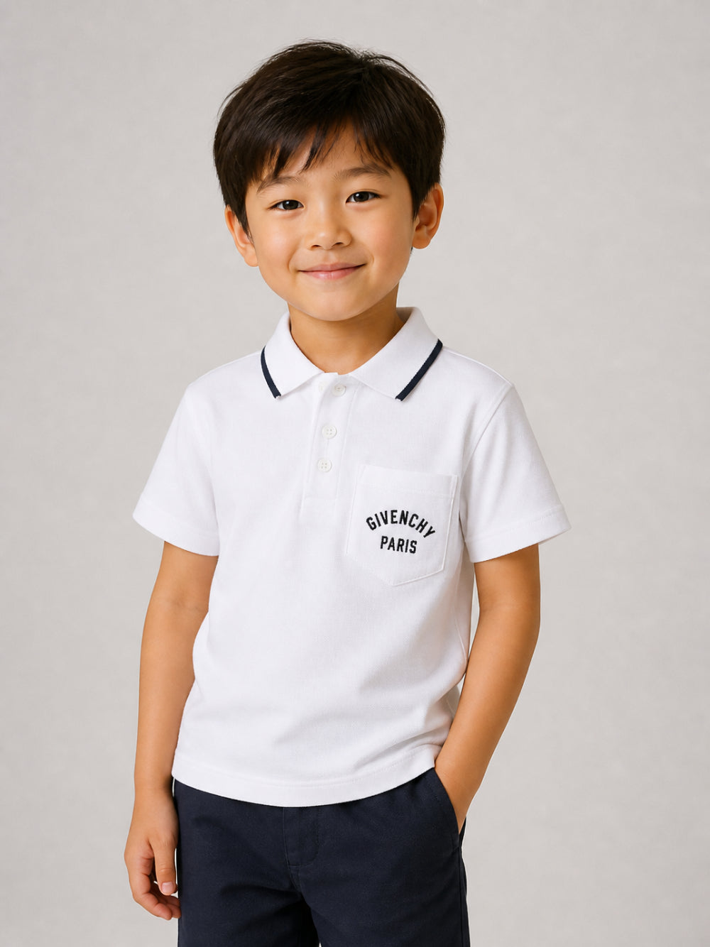 Polo per bambino Givenchy Kids bianca a maniche corte con logo H31278 10P GIVENCHY KIDS 