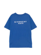 T-shirt per bambini Givenchy Kids blu con logo sul petto H31280 865 GIVENCHY KIDS 