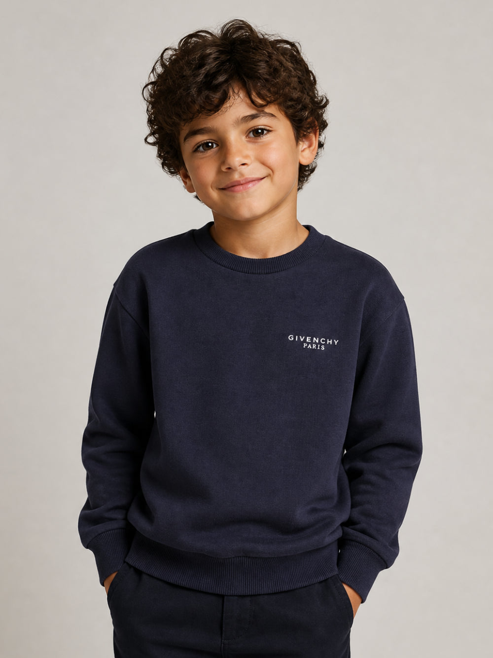 Felpa per bambino Givenchy Kids blu con dettaglio logo H31282 853 GIVENCHY KIDS 