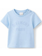 T-shirt per neonato Givenchy Kids azzurra con logo ricamato sul davanti H31286 789 GIVENCHY KIDS 