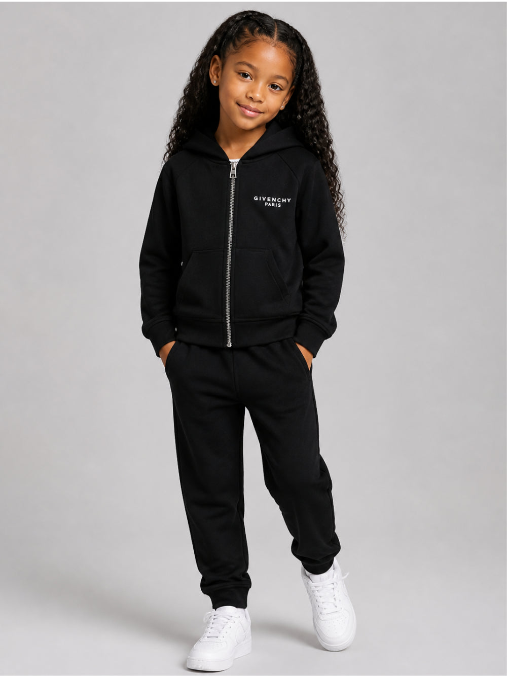 Felpa per bambina Givenchy Kids nera con stampa logo sul davanti H31327 09B GIVENCHY KIDS 