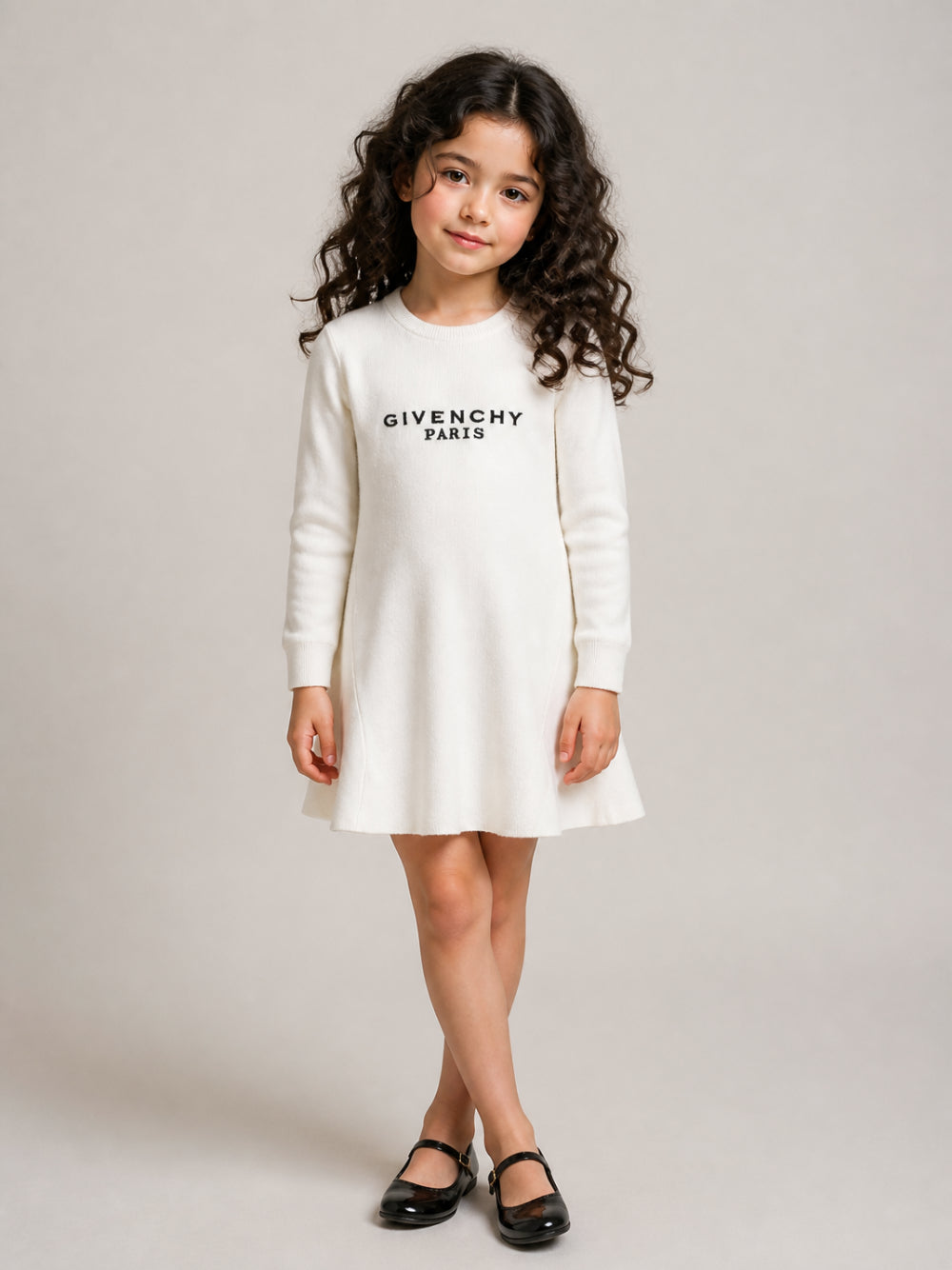 Abito per bambina Givenchy Kids beige con dettaglio logo H31332 117 GIVENCHY KIDS 