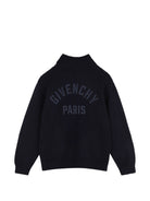 Cardigan per bambino Givenchy Kids blu navi con logo ricamato sul davanti H31349 853 GIVENCHY KIDS 