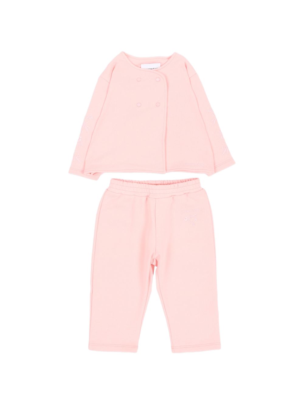 Tuta sportiva doppiopetto per neonata Givenchy Kids rosa con ricamo a fiori H31377 46G GIVENCHY KIDS 
