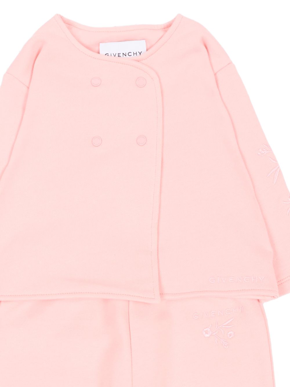 Tuta sportiva doppiopetto per neonata Givenchy Kids rosa con ricamo a fiori H31377 46G GIVENCHY KIDS 