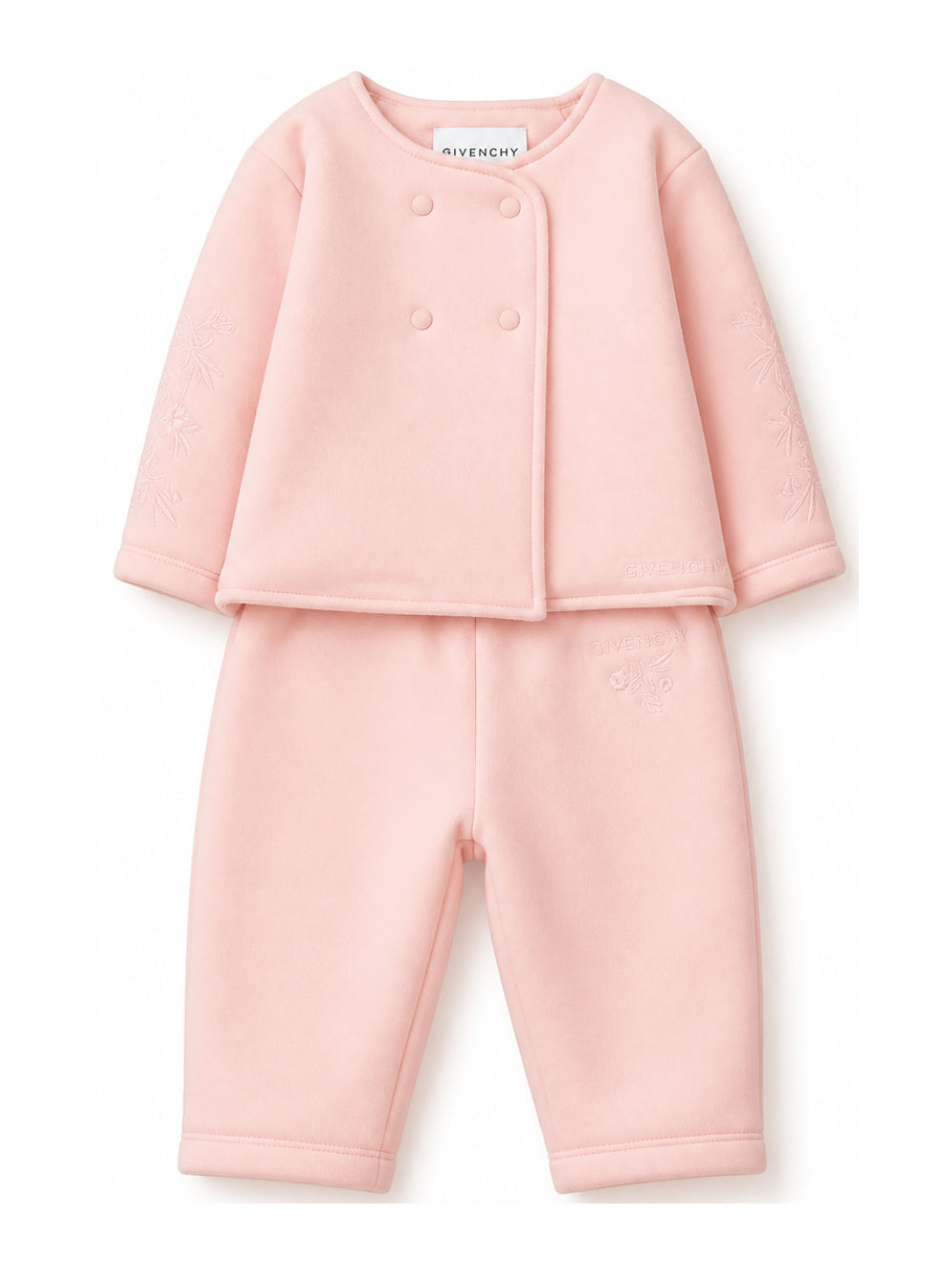 Tuta sportiva doppiopetto per neonata Givenchy Kids rosa con ricamo a fiori H31377 46G GIVENCHY KIDS 