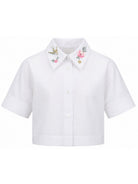 Camicia per bambina Givenchy Kids bianca con ricamo floreale sul colletto H31419 10P GIVENCHY KIDS 