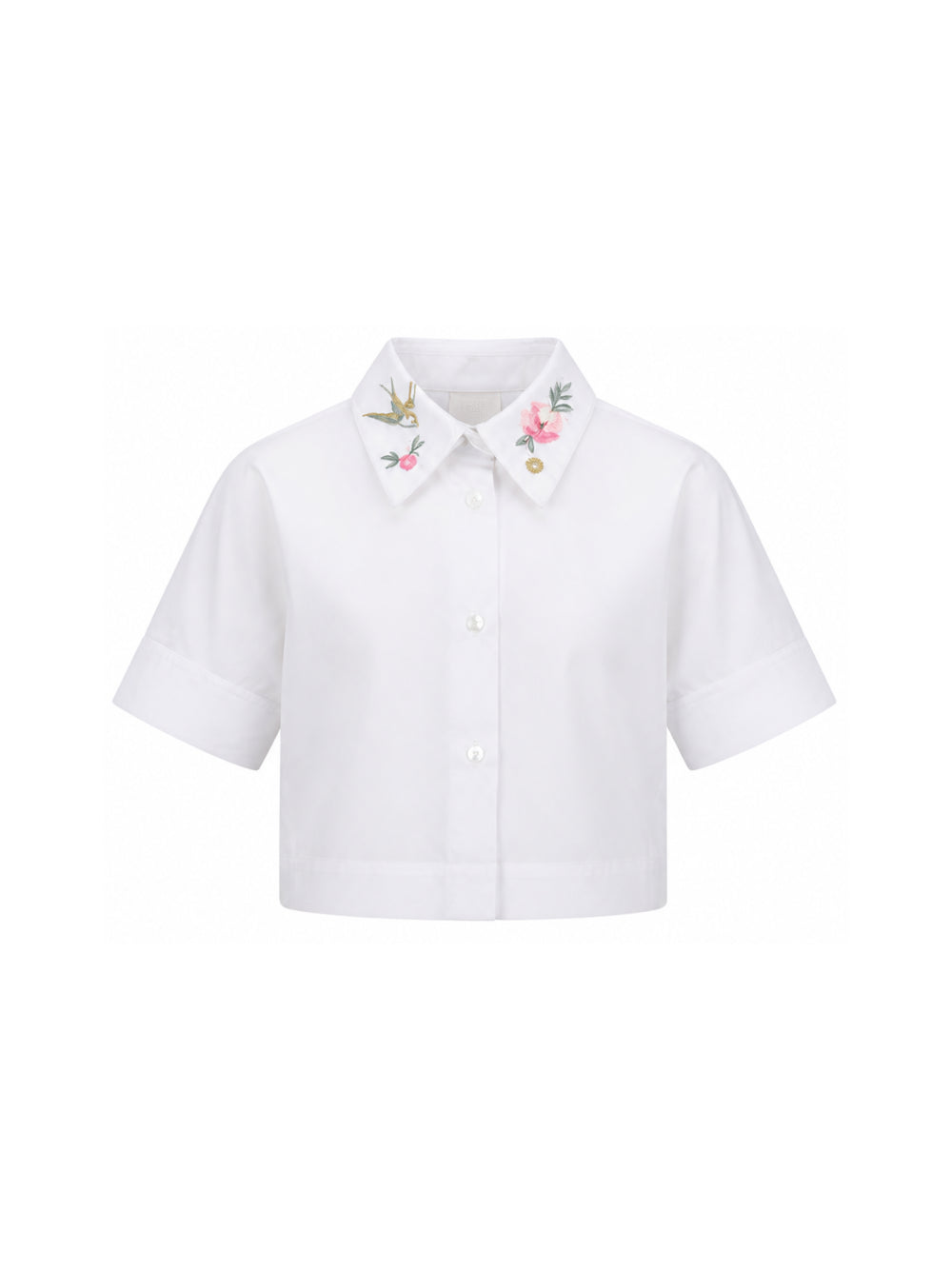 Camicia per bambina Givenchy Kids bianca con ricamo floreale sul colletto H31419 10P GIVENCHY KIDS 